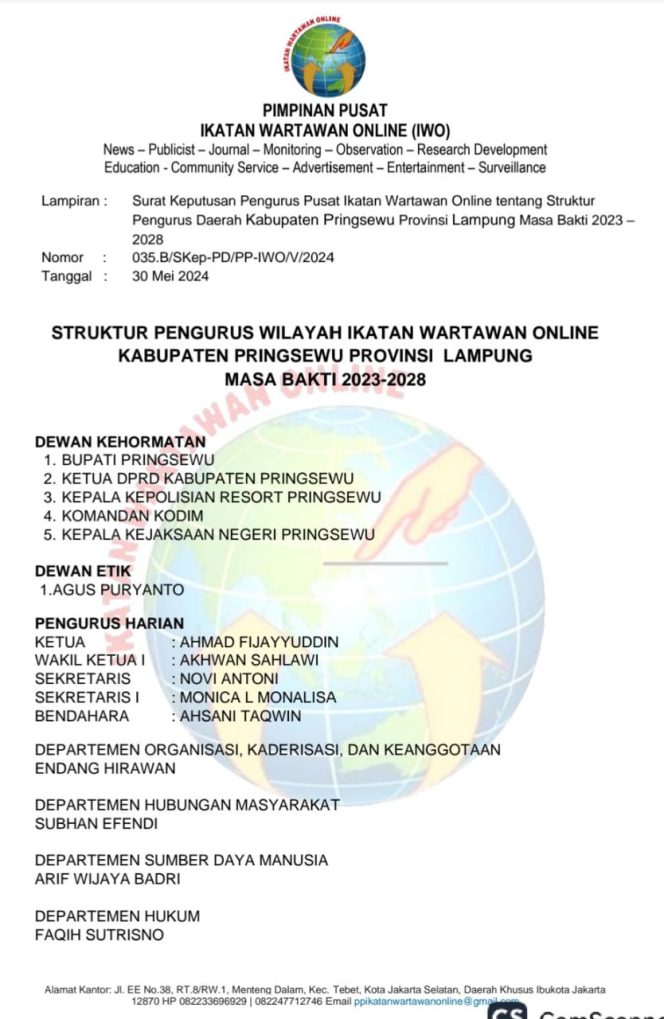 
					Ahmad Fijayyuddin Resmi Terima SK Pimpin IWO Pringsewu 2023-2028