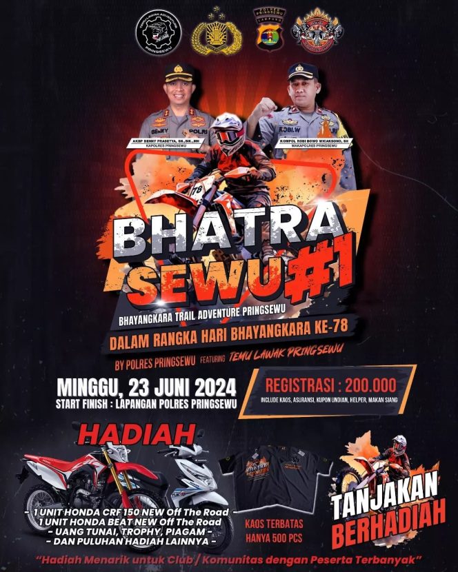 
					Polres Pringsewu Ajak Para Raider Sukseskan Event Bhayangkara Trail Adventure Polres Pringsewu ke-1